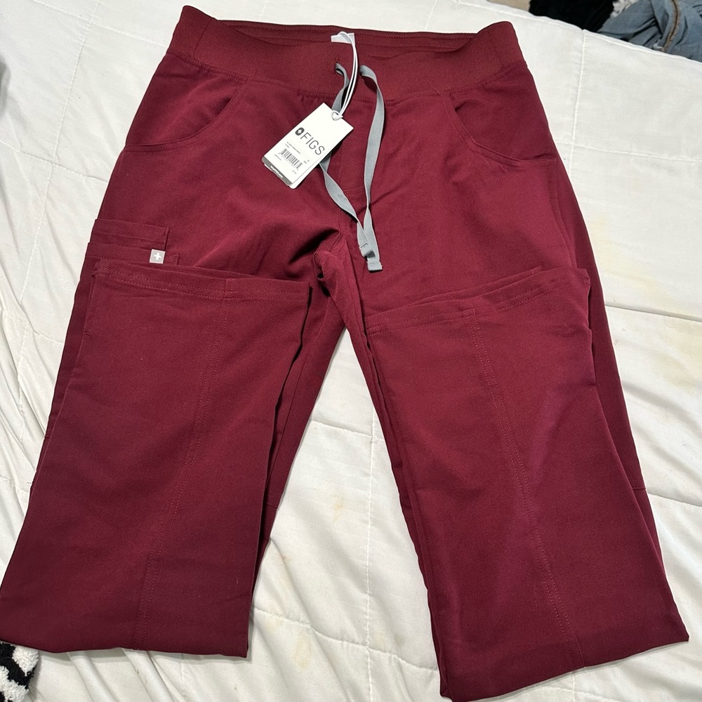 NWT- FIGS Kade cargo pants Burgundy small